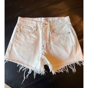 FRAME - Le Brigette High Waist Raw Hem Denim Shorts - Size 24